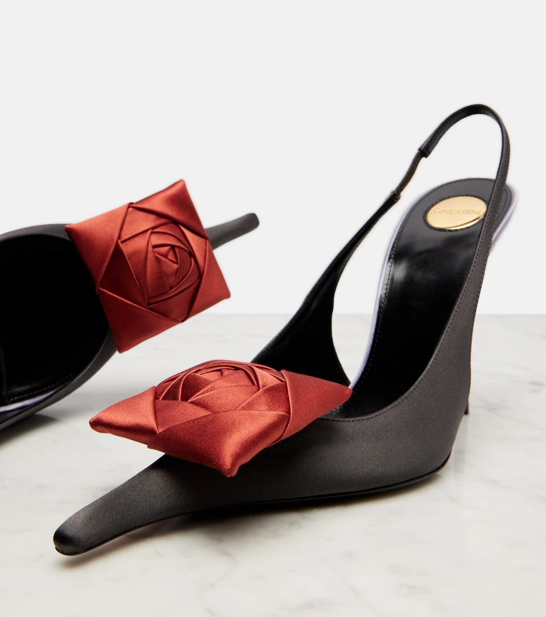 Saint Laurent - Amalia 110 crêpe satin slingback pumps