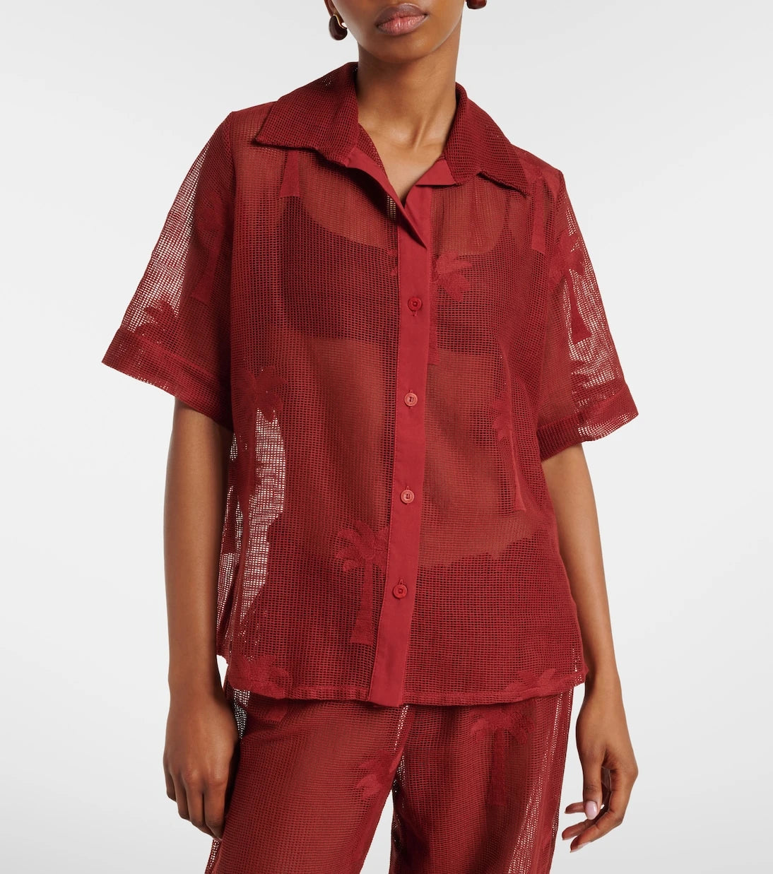 Johanna Ortiz - Embroidered cotton-blend mesh shirt