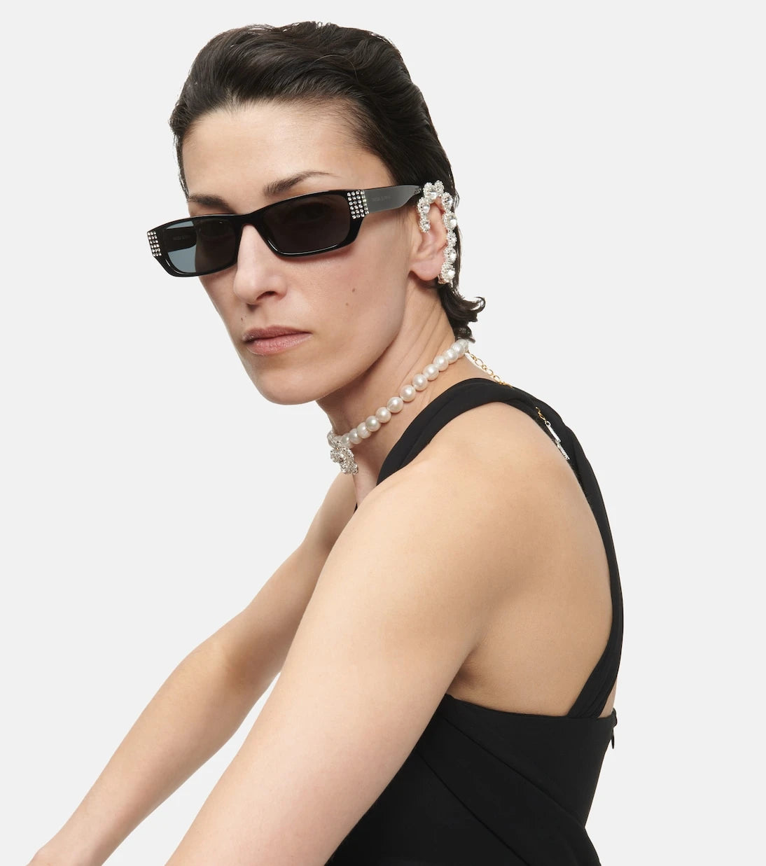 Magda Butrym - x Linda Farrow embellished rectangular sunglasses