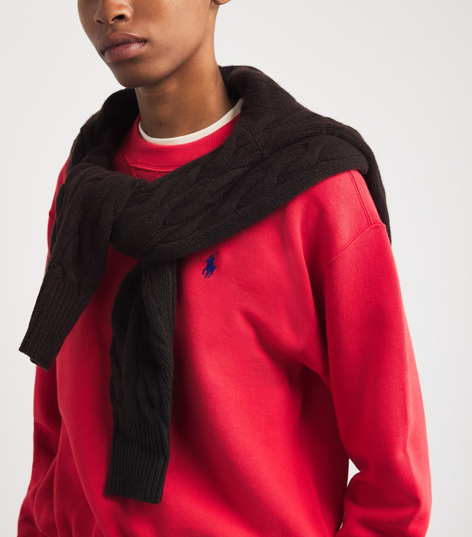 Orange Cotton-Blend Polo Pony Sweatshirt