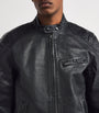 Polo Ralph Lauren Black Calf Leather Solid Racing Jacket