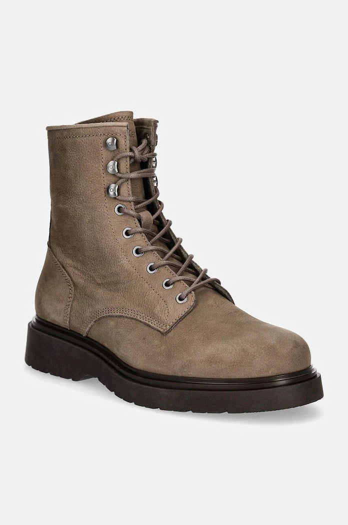 Велурени обувки Calvin Klein LACE UP BOOT W/ ZIP SUEDE