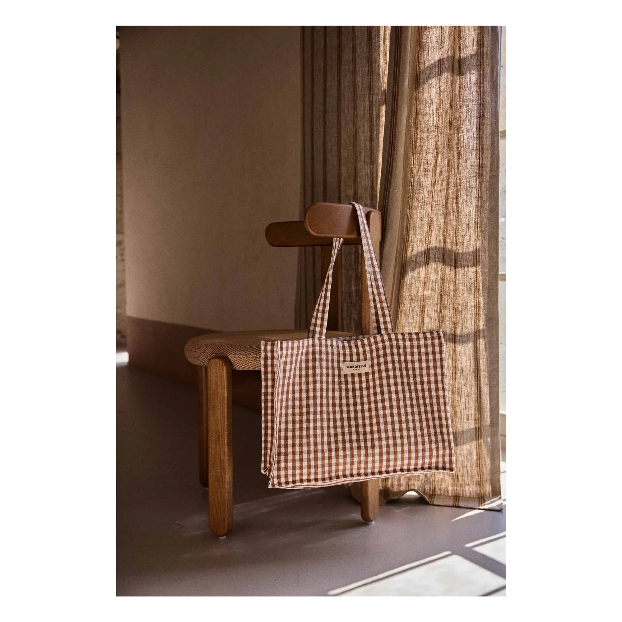 Gabrielle Paris - Moka gingham weekend bag  | Mocha