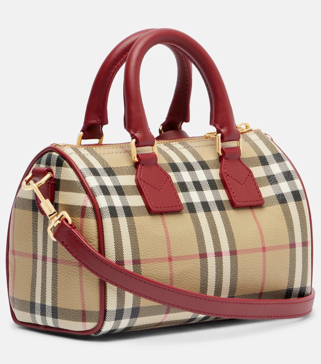 Burberry - Burberry Check Small leather-trimmed canvas tote bag