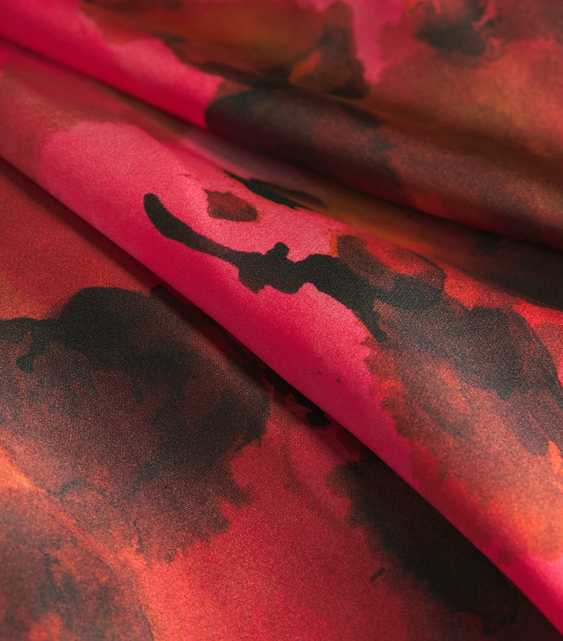 Victoria Beckham Red Silk Floral Draped Midi Dress