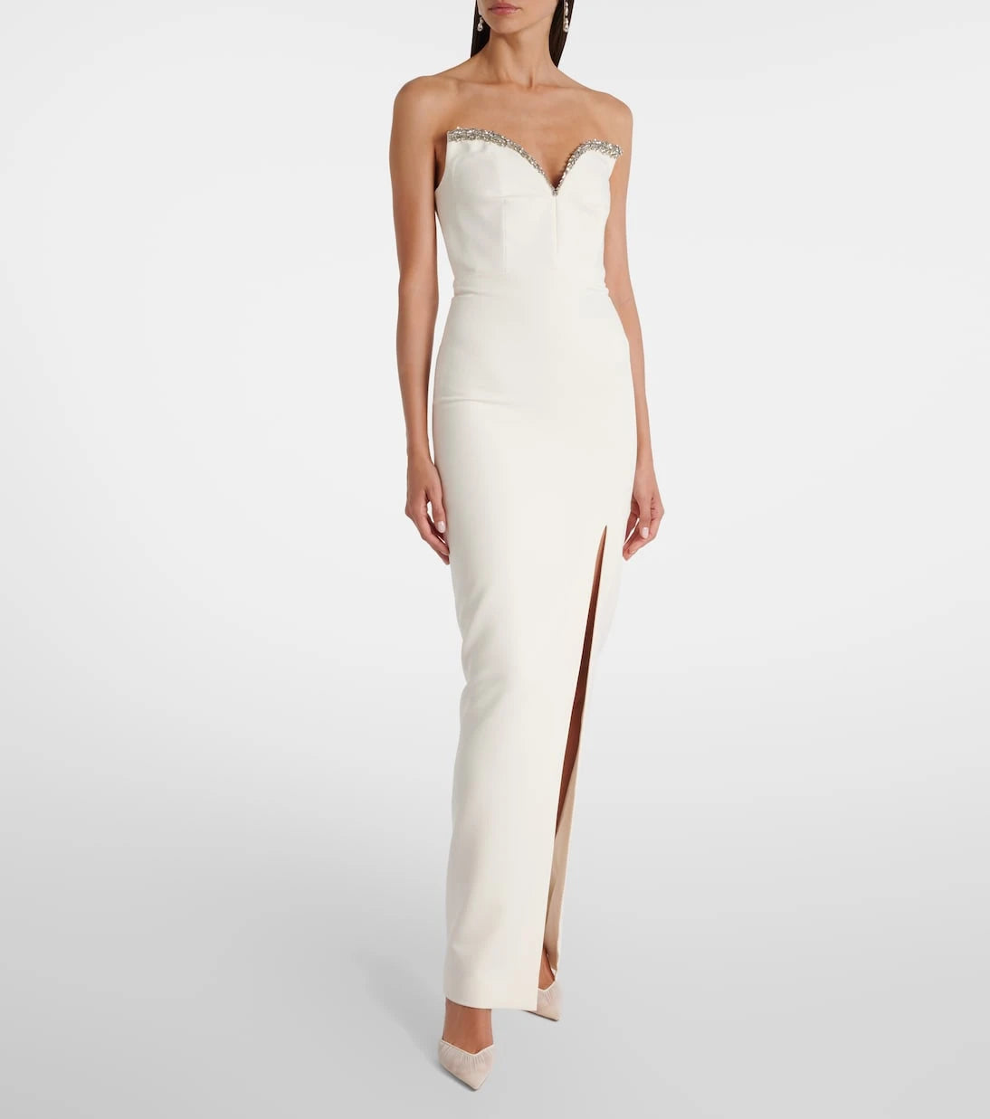 Roland Mouret - Embellished strapless crêpe gown