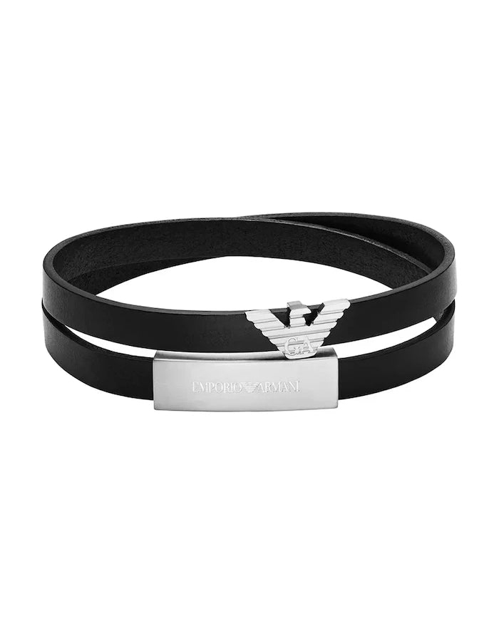 Emporio Armani Erkek Deri Bileklik Eagle Logo