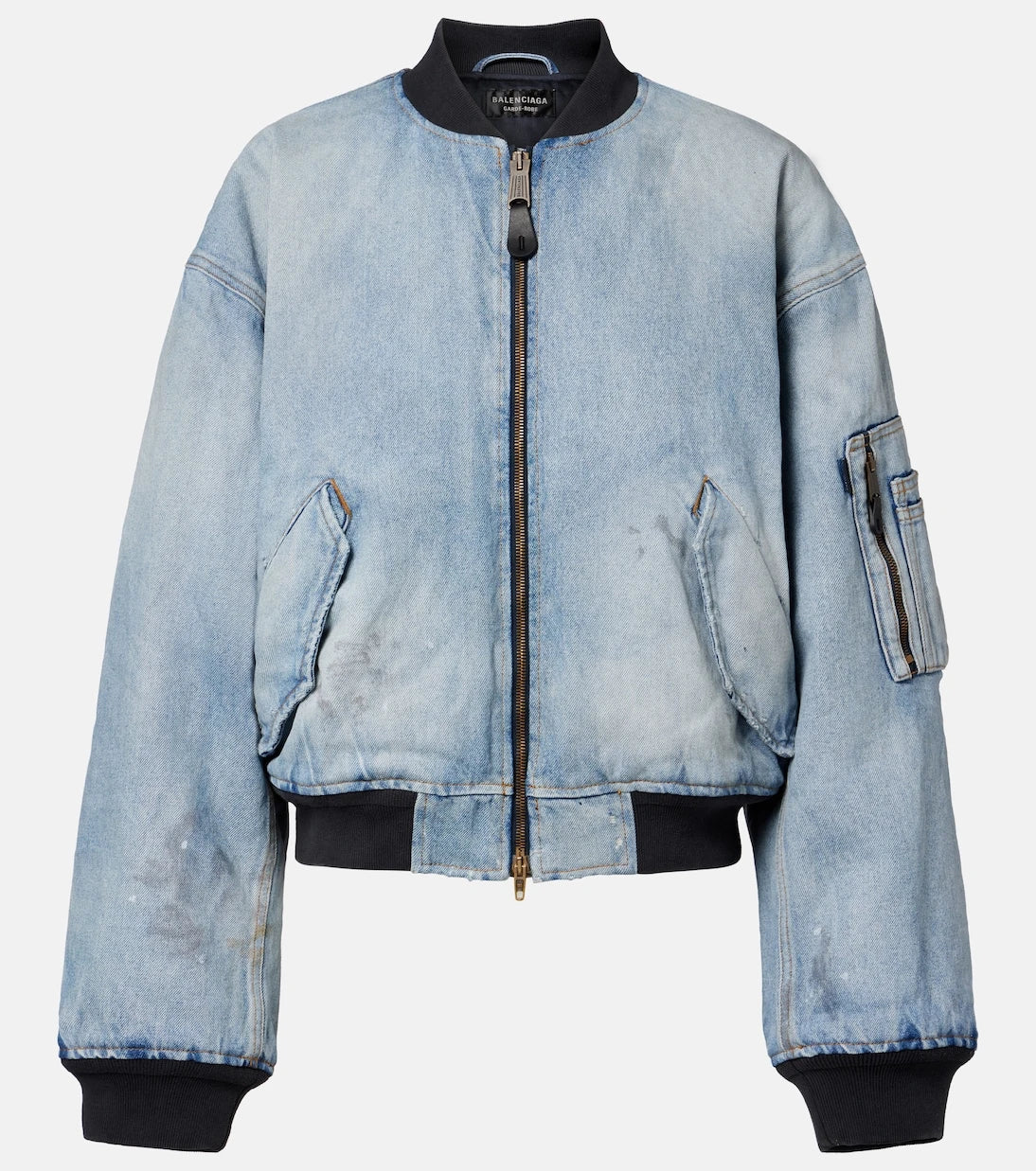 Balenciaga - Cropped denim bomber jacket