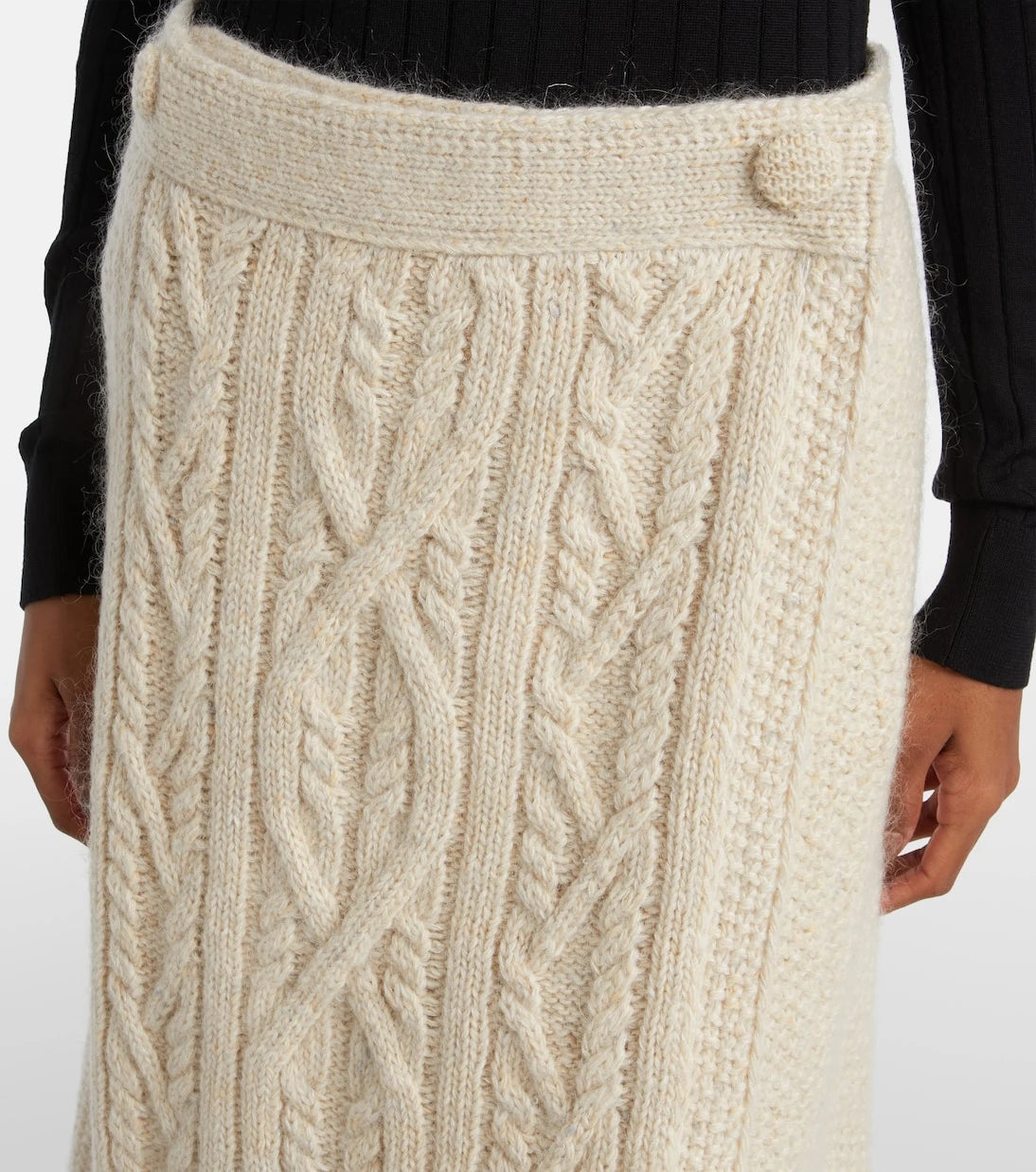 Moncler Grenoble - Cable-knit wool and mohair midi skirt