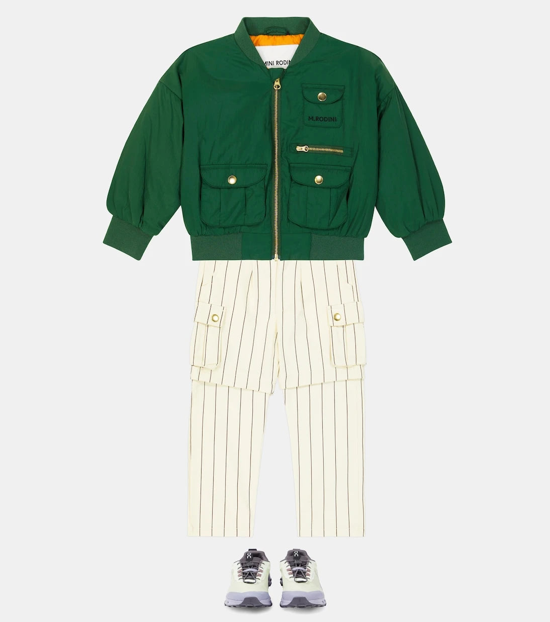 Mini Rodini - Striped cotton cargo pants