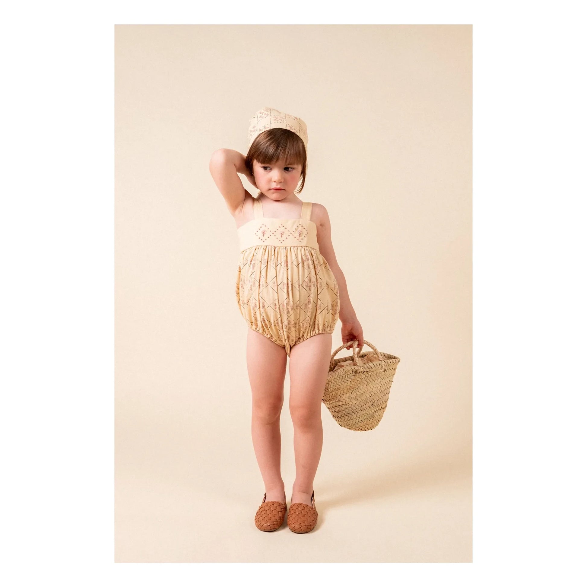 birinit - Castelflorite embroidered romper | Honey