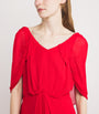 Saloni Red Cape-Sleeve Samira Maxi Dress