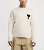 AMI Paris Beige Wool Logo Sweater