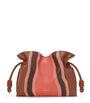 LOEWE Brown Leather Stripe Flamenco Clutch Bag