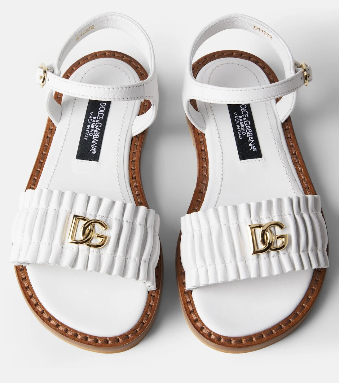 Dolce&Gabbana Kids - DG ruffled leather sandals