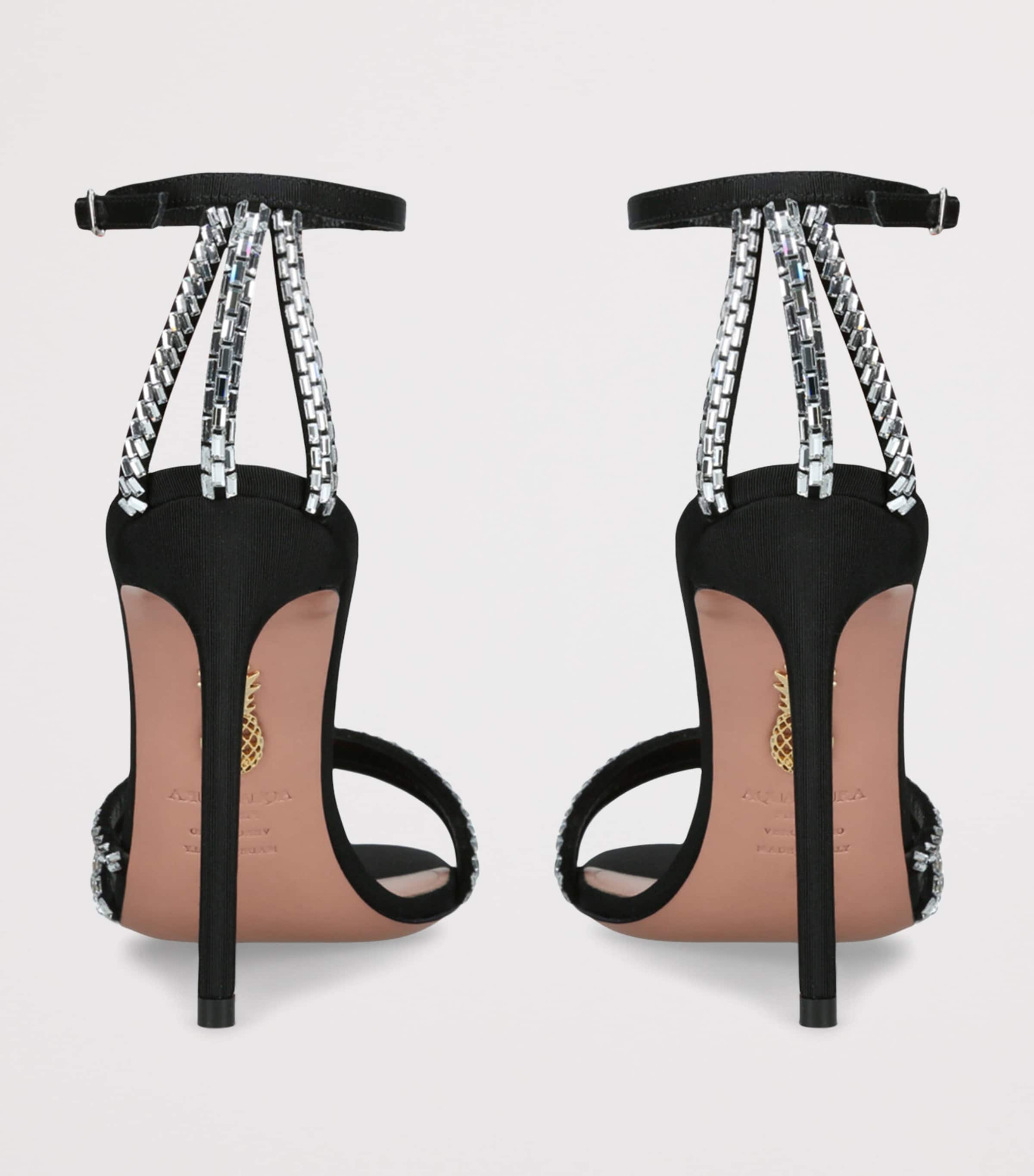 Black Suede Embellished Milagros Sandals 105