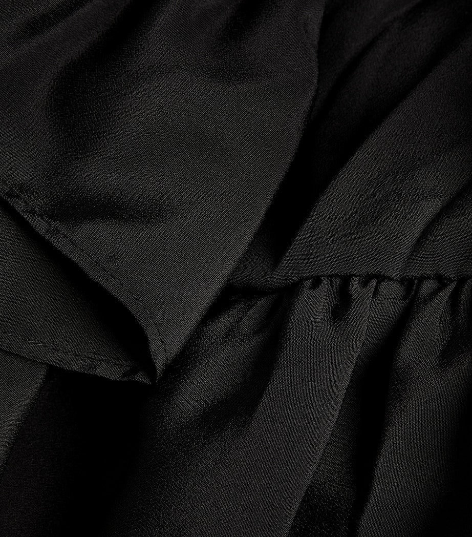 Claudie Pierlot Black Pleated Asymmetric Midi Skirt