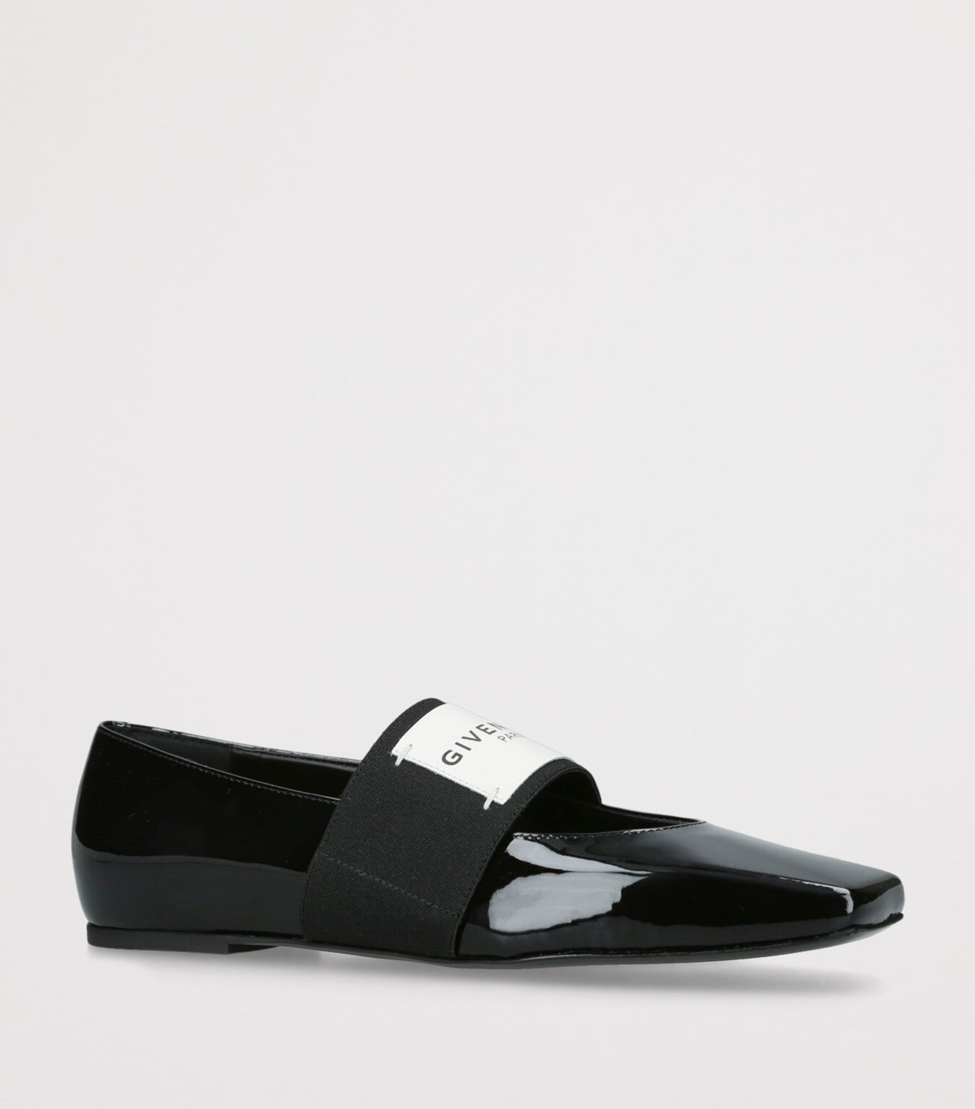 Givenchy Black Leather Squared Toe Ballet Flats