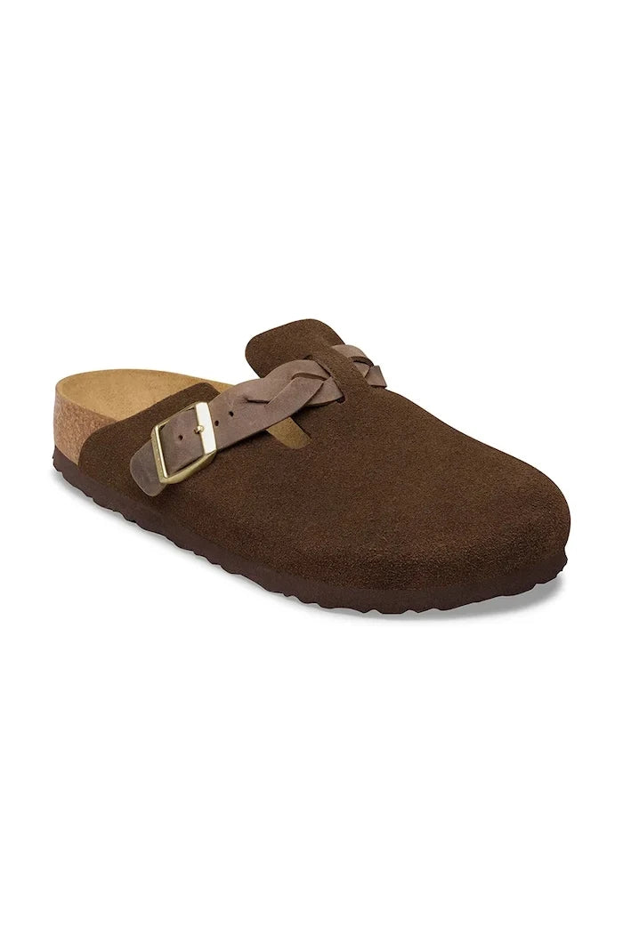 Birkenstock kadın süet terlik sabo Boston Braided