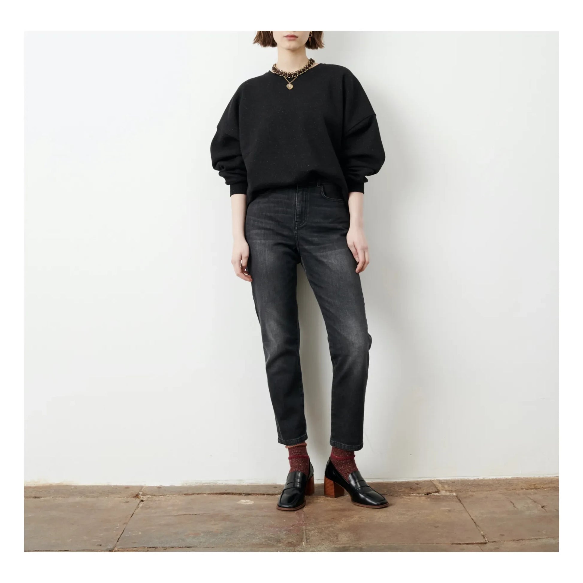 Sessùn - Chebbi Flecked Cotton Sweatshirt | Black