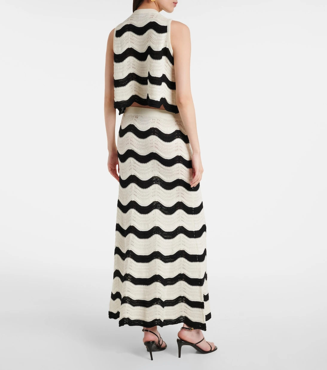 La DoubleJ - Chevron cotton crochet midi skirt