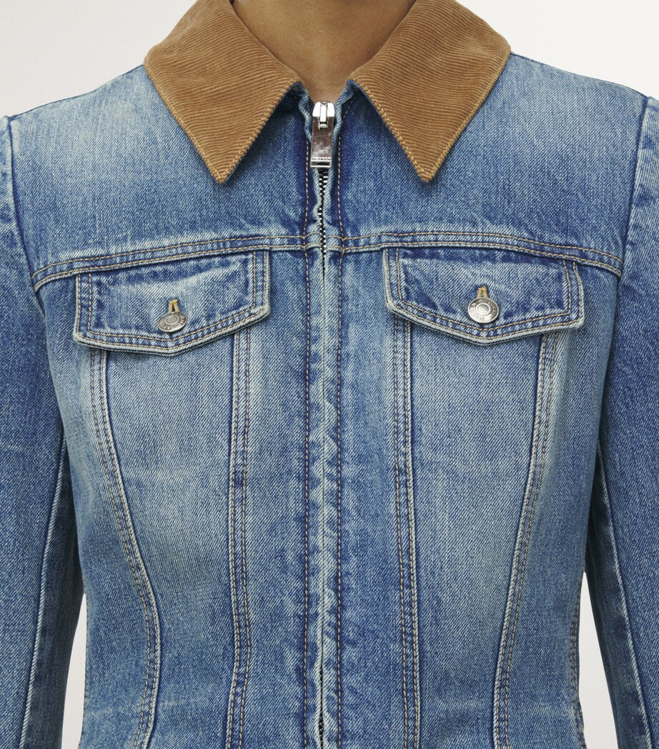 McQueen Blue Peplum Denim Jacket