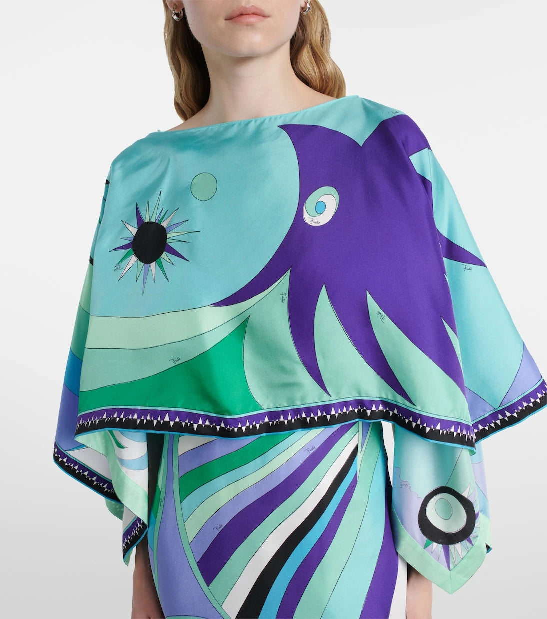 Pucci - Iride caped silk twill maxi dress