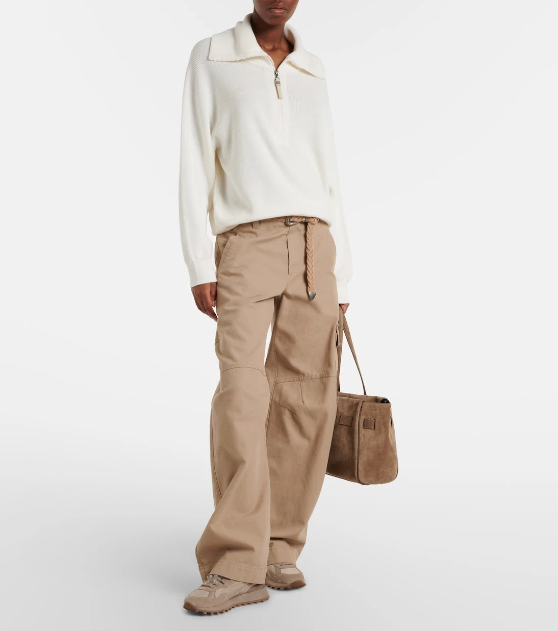 Brunello Cucinelli - Monili oversized cotton half-zip sweater