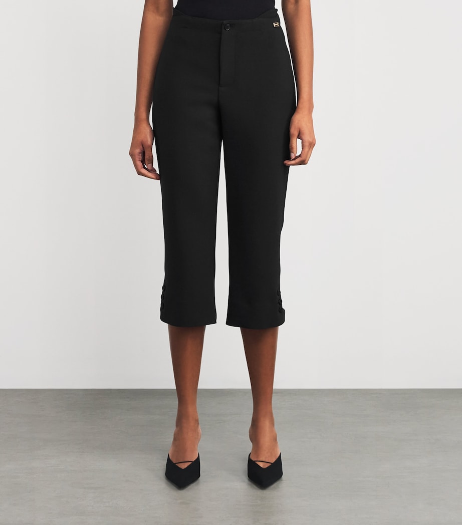 Victoria Beckham Black Tab-Detail Cropped Trousers