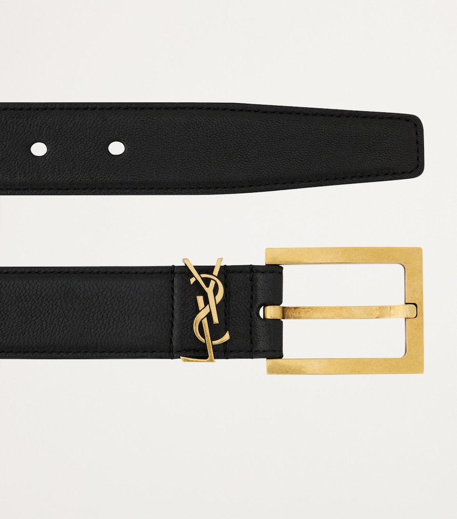 Black Leather Logo Belt