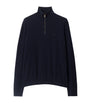 Navy Cashmere-Blend Quarter-Zip Slim Sweater