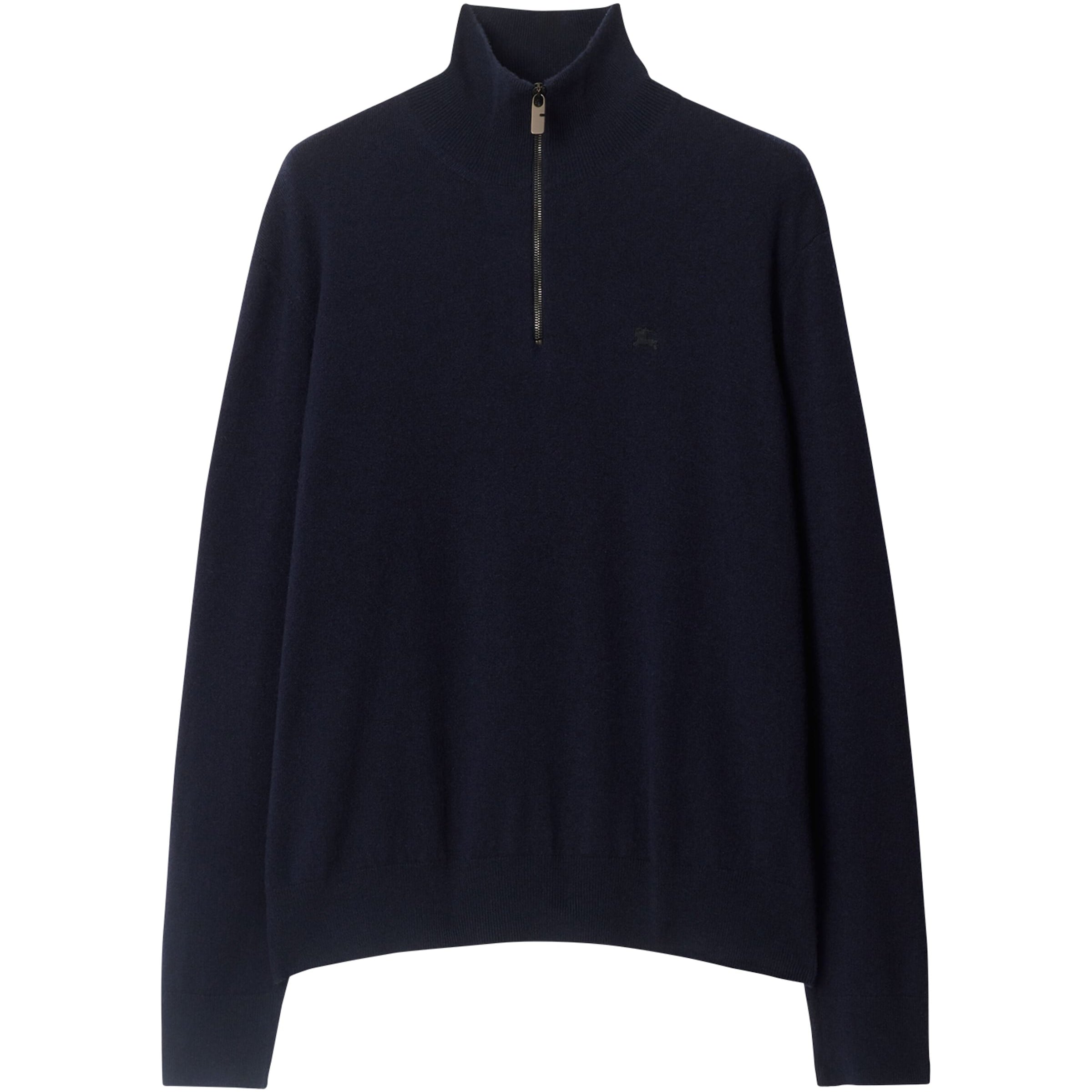 Navy Cashmere-Blend Quarter-Zip Slim Sweater