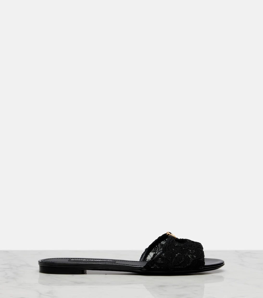 Dolce&Gabbana - DG leather-trimmed lace slides