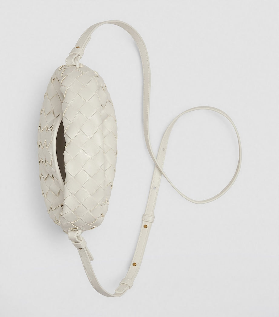 Bottega Veneta White Small Leather Hop Cross-Body Bag