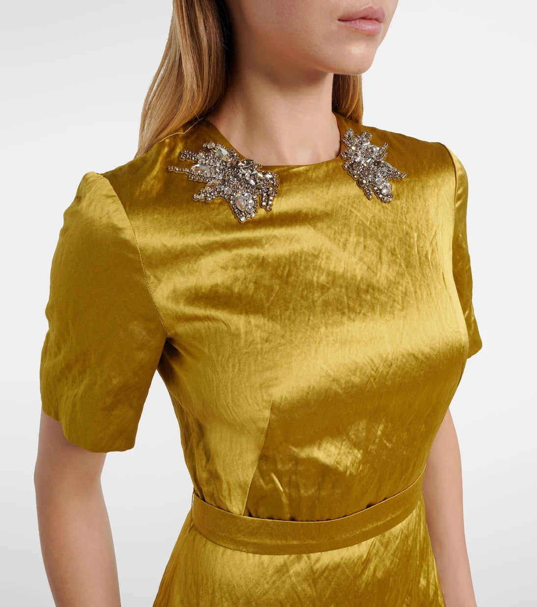 Erdem - Embellished satin midi dress