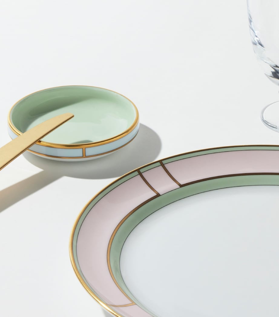 GINORI 1735 Porcelain Colonna Diva Verde Butter Dish (10cm)