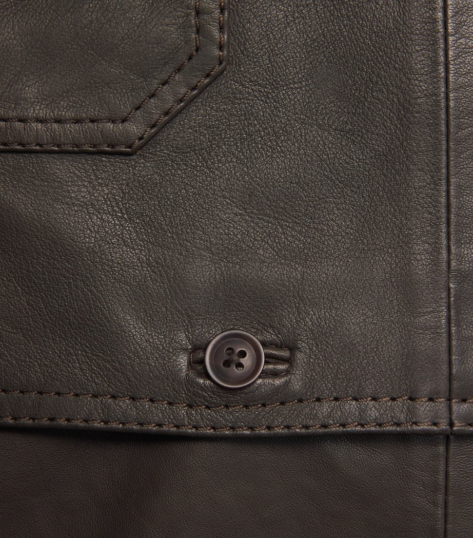 Leather Saruffo Overshirt TURKISH COFFEE