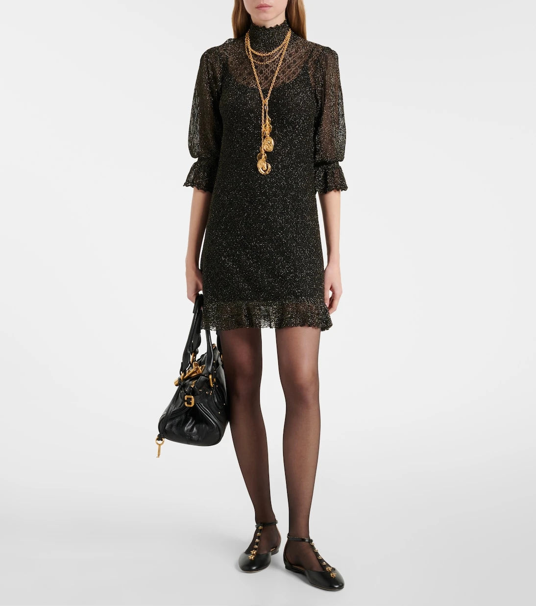 Chloé - Ruffled lamé minidress