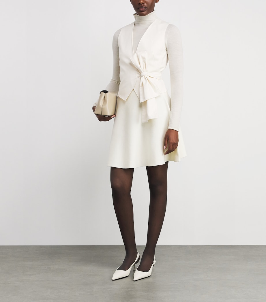 Max Mara White Cotton-Blend Tie-Front Waistcoat