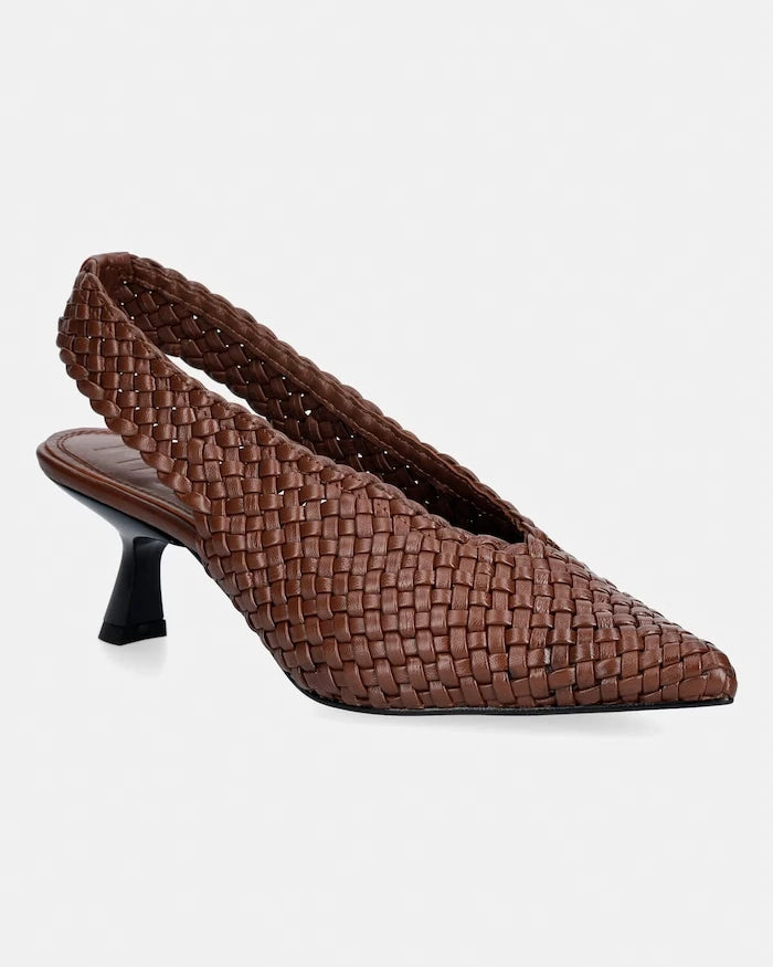Souliers Martinez BIANCA deri ince topuklu ayakkabı