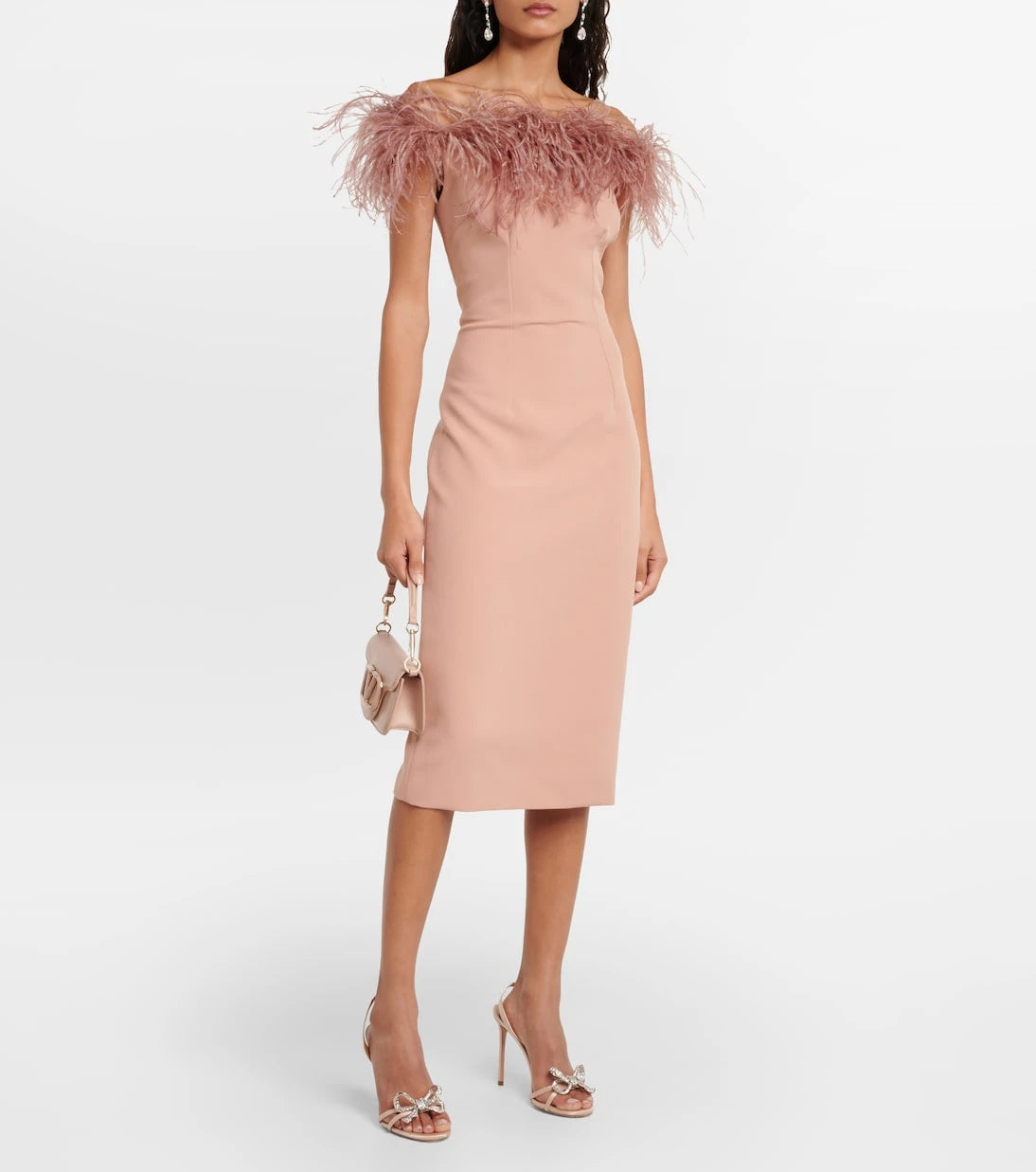 Safiyaa - Feather-trimmed midi dress