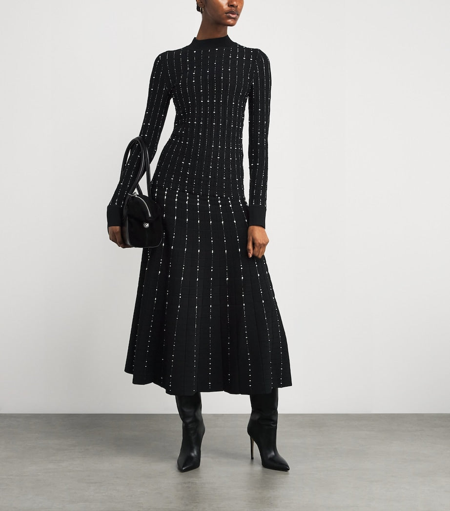 Multi Fragmented Stripes Midi Skirt