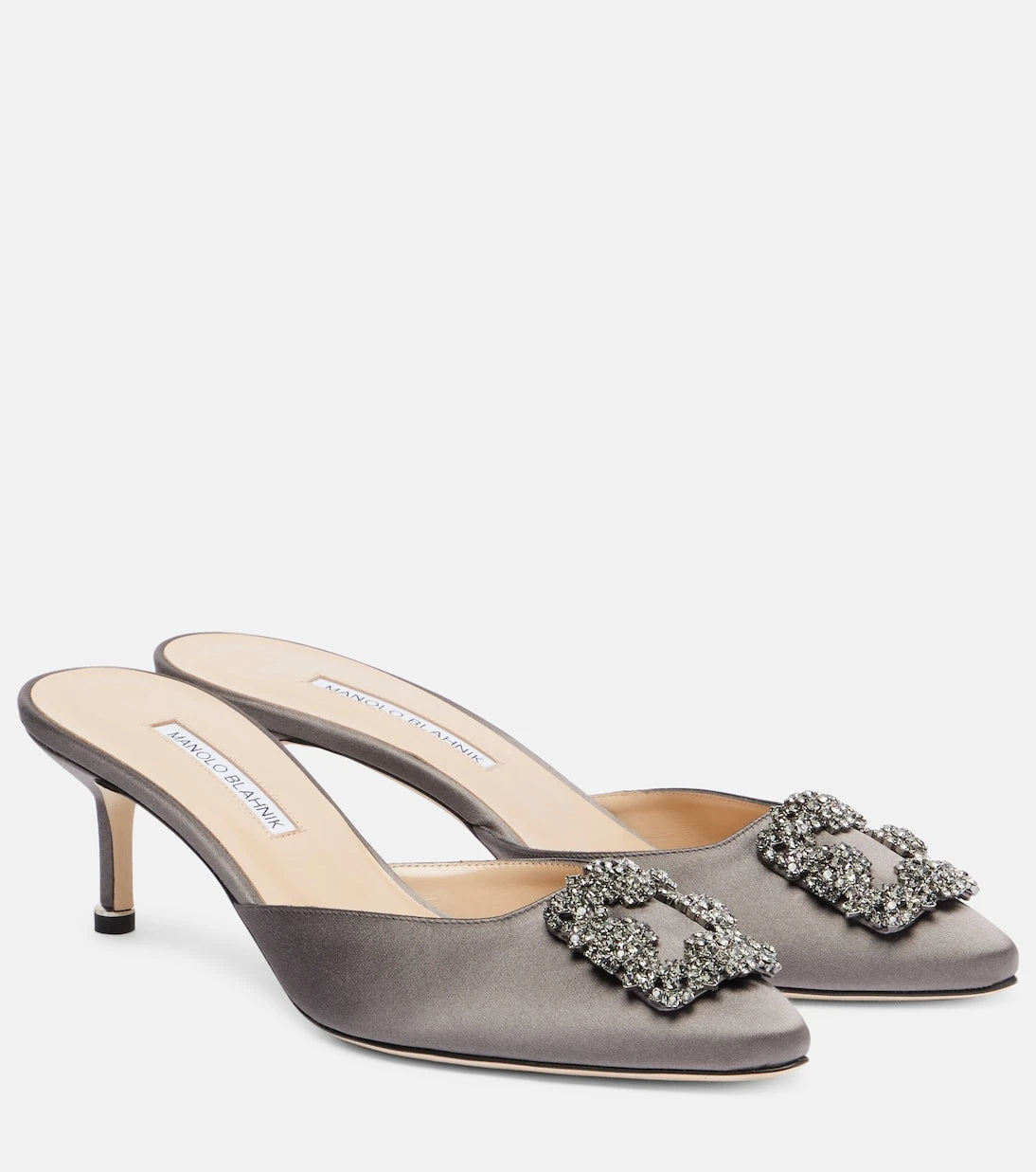 Manolo Blahnik - Hangisimu embellished satin mules
