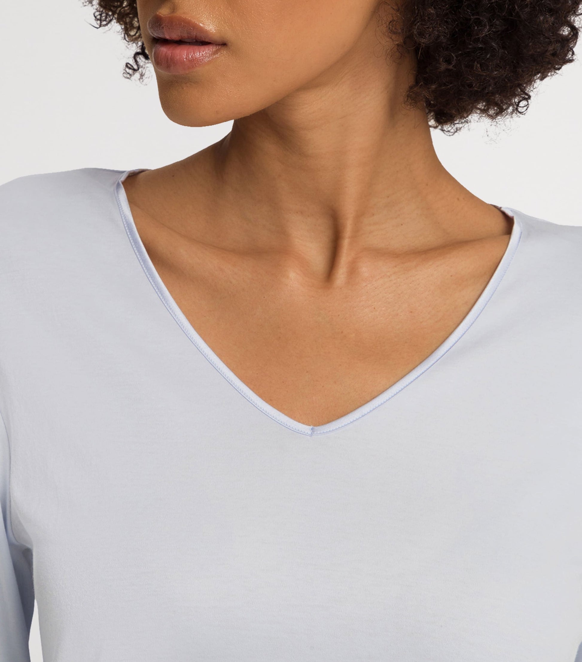 Hanro Blue Cotton Long-Sleeve Pyjama Set