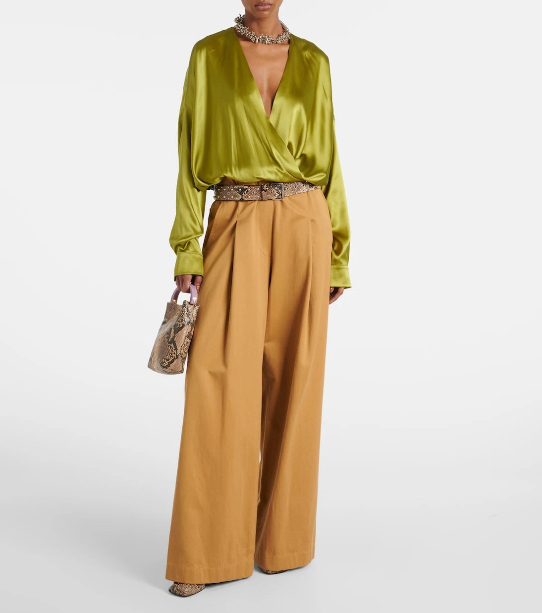 Dries Van Noten - Draped silk-blend satin blouse