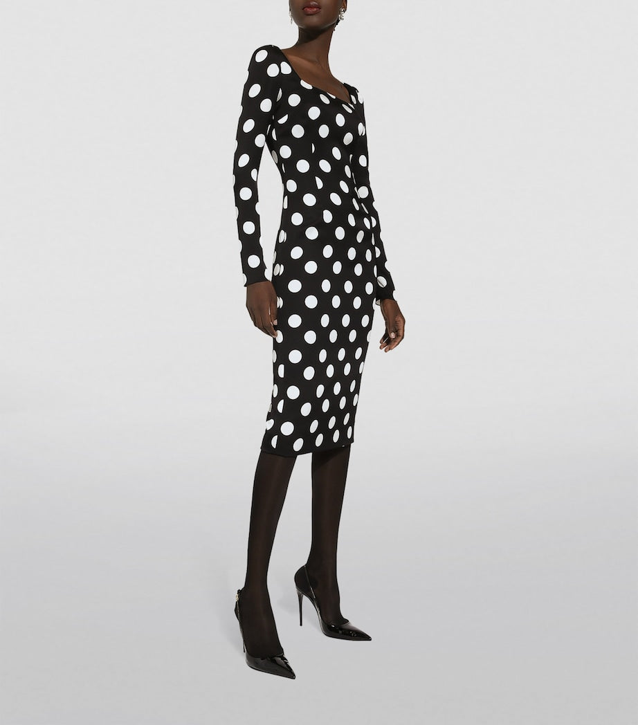 Dolce & Gabbana Multi Silk Polka-Dot Bodycon Dress