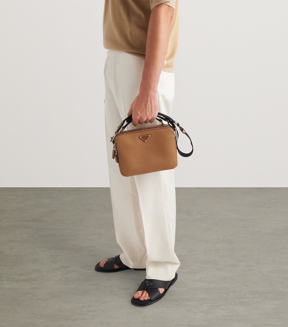 Prada Saffiano Leather Crossover Sandals