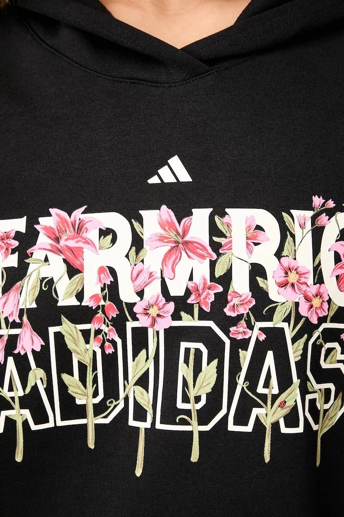adidas x Farm Rio pamuklu kapüşonlu kadın sweatshirt