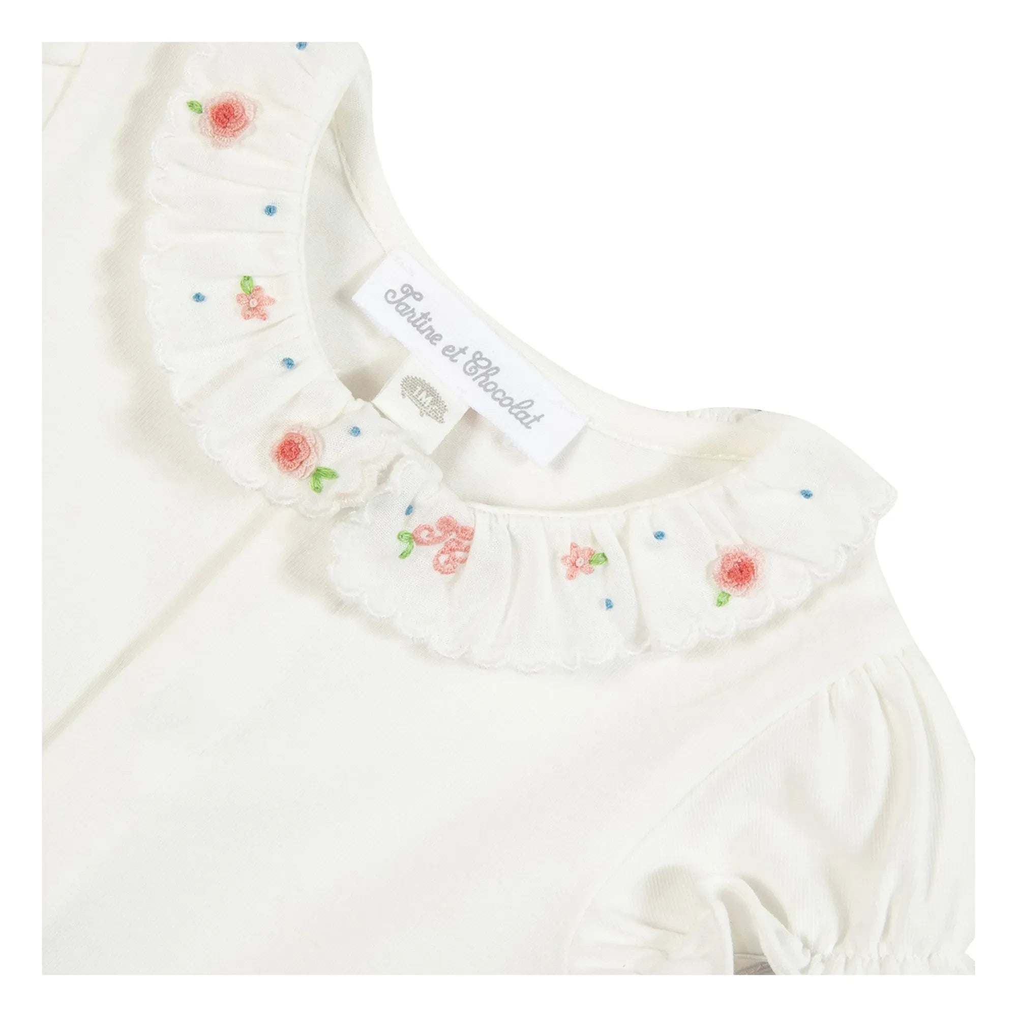 Tartine et Chocolat - Body Col Claudine Feston Fleurs | Ecru
