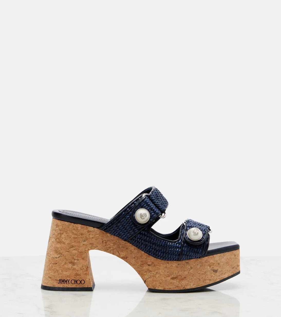 Jimmy Choo - Fayence raffia-effect platform sandals